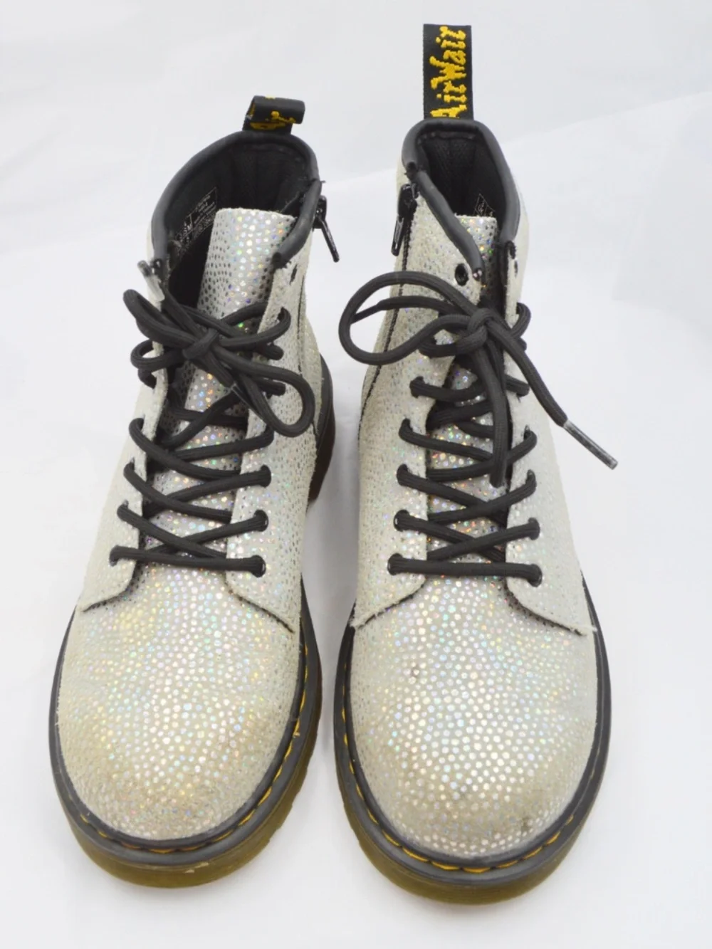 Dr. Martens 1460 Metallic Suede Docs Boots Silver Shimmer Women’s Size 5 - Picture 8 of 10